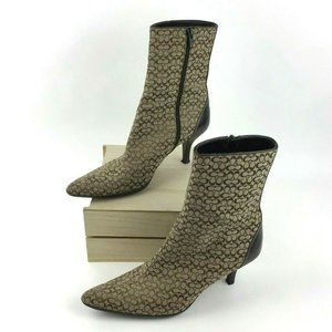COACH 7.5 Logo Brown Mid Calf Boots JERI P358